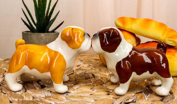ebros gift Fawn Chocolate Bulldogs Salt And Pepper Shakers Ceramic Magnetic Figurine Set
