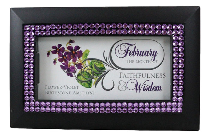 Ebros Gift February Amethyst Birthstone Faithfulness And Wisdom Black Musical Trinket Box