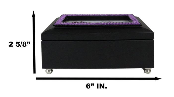 Ebros Gift February Amethyst Birthstone Faithfulness And Wisdom Black Musical Trinket Box