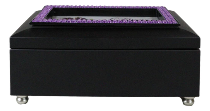 Ebros Gift February Amethyst Birthstone Faithfulness And Wisdom Black Musical Trinket Box