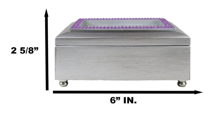 Ebros Gift February Birthday Purple Amethyst Birthstones Silver Tone Musical Trinket Box