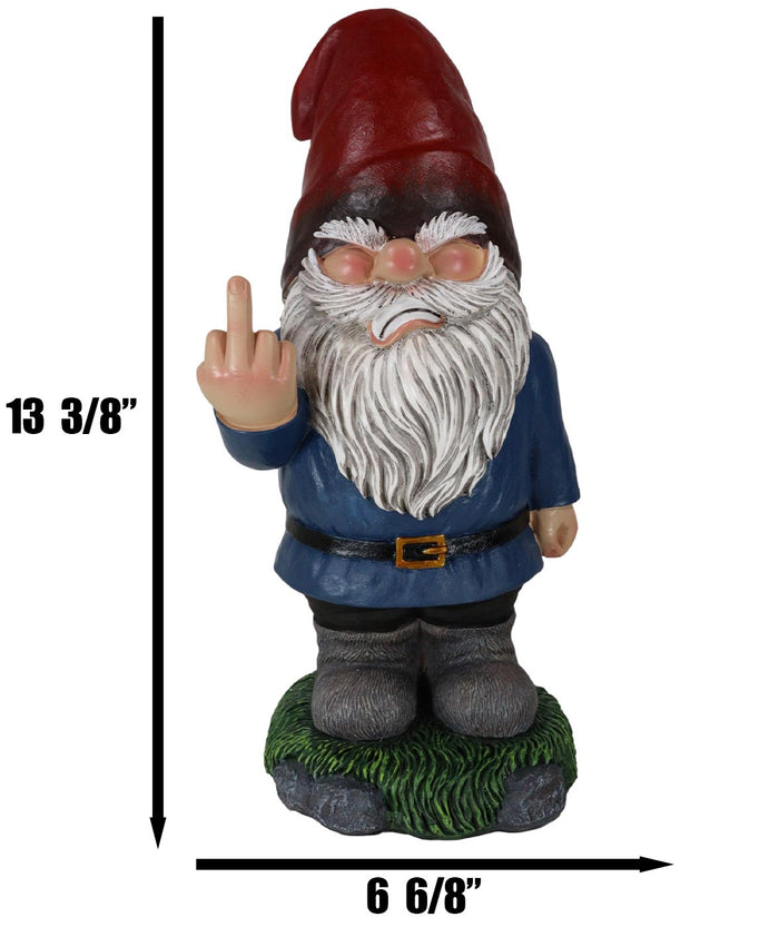 Ebros Gift Feisty Rude Go Away Gnome Dwarf Flipping The Bird Middle Finger Figurine 13"H