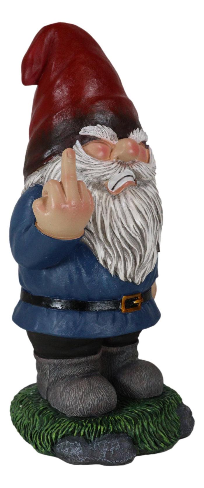 Ebros Gift Feisty Rude Go Away Gnome Dwarf Flipping The Bird Middle Finger Figurine 13"H