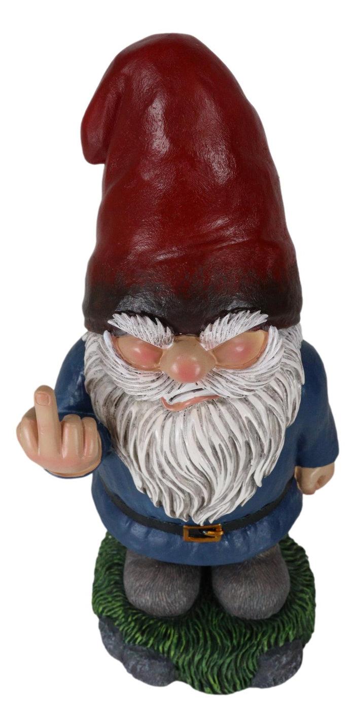 Ebros Gift Feisty Rude Go Away Gnome Dwarf Flipping The Bird Middle Finger Figurine 13"H