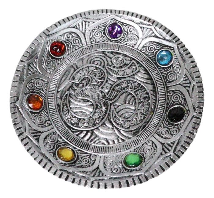 ebros gift Feng Shui Buddha Ohm Symbol Lotus Mandala With 7 Chakra Gems Incense Burner