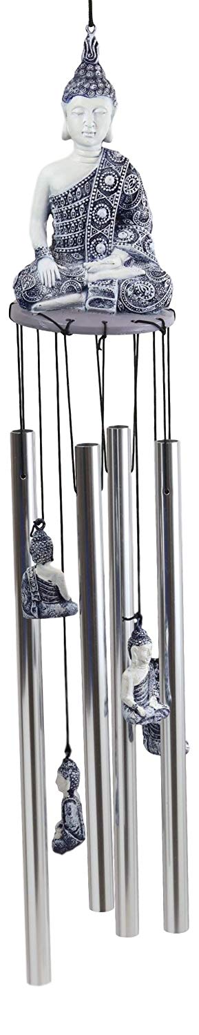 Ebros Gift Feng Shui Buddhism Buddha Amitabha Meditating In Mudra Figurine Wind Chime Decor