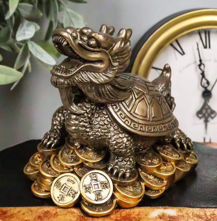 ebros gift Feng Shui Celestial Black Dragon Turtle Statue Charm For Protection and Wealth