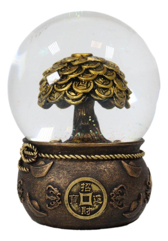 Ebros Gift Feng Shui Golden Money Tree Of Prosperity Wealth Fortune And Luck Water Globe