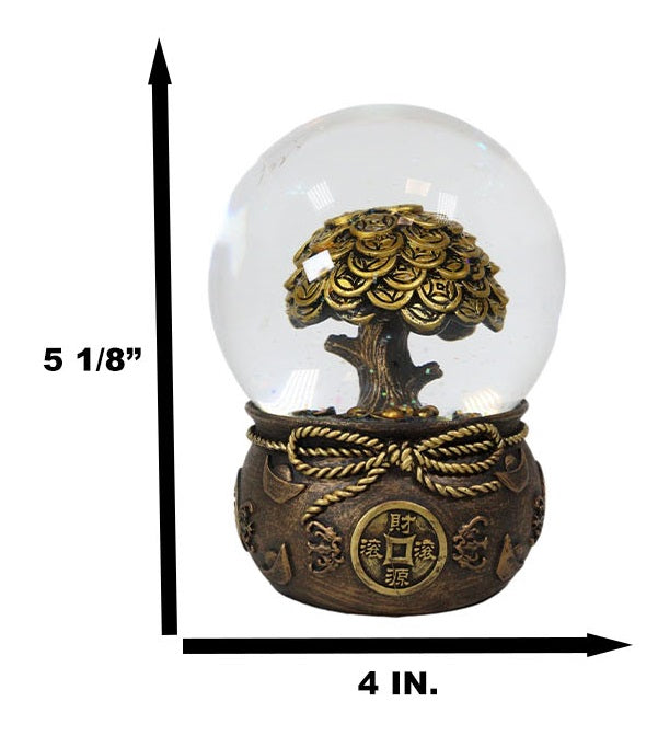 Ebros Gift Feng Shui Golden Money Tree Of Prosperity Wealth Fortune And Luck Water Globe