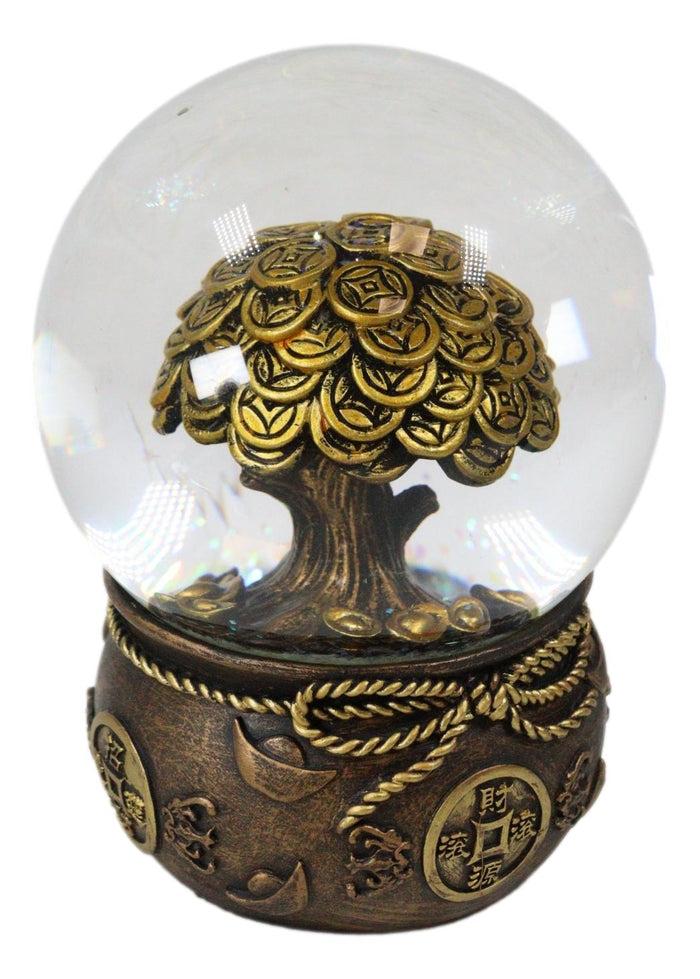 Ebros Gift Feng Shui Golden Money Tree Of Prosperity Wealth Fortune And Luck Water Globe