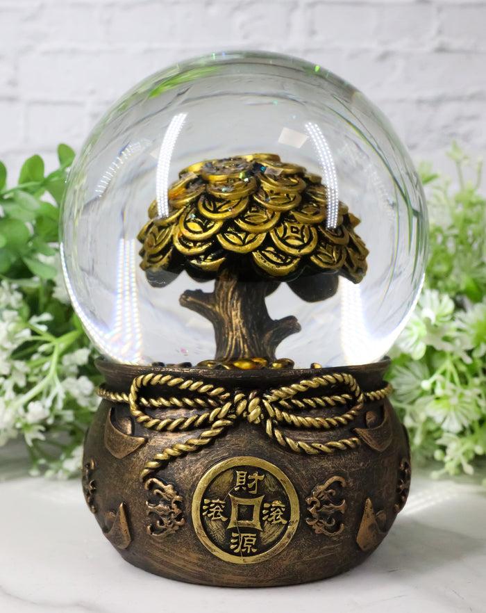 ebros gift Feng Shui Golden Money Tree of Prosperity Wealth Fortune And Luck Water Globe