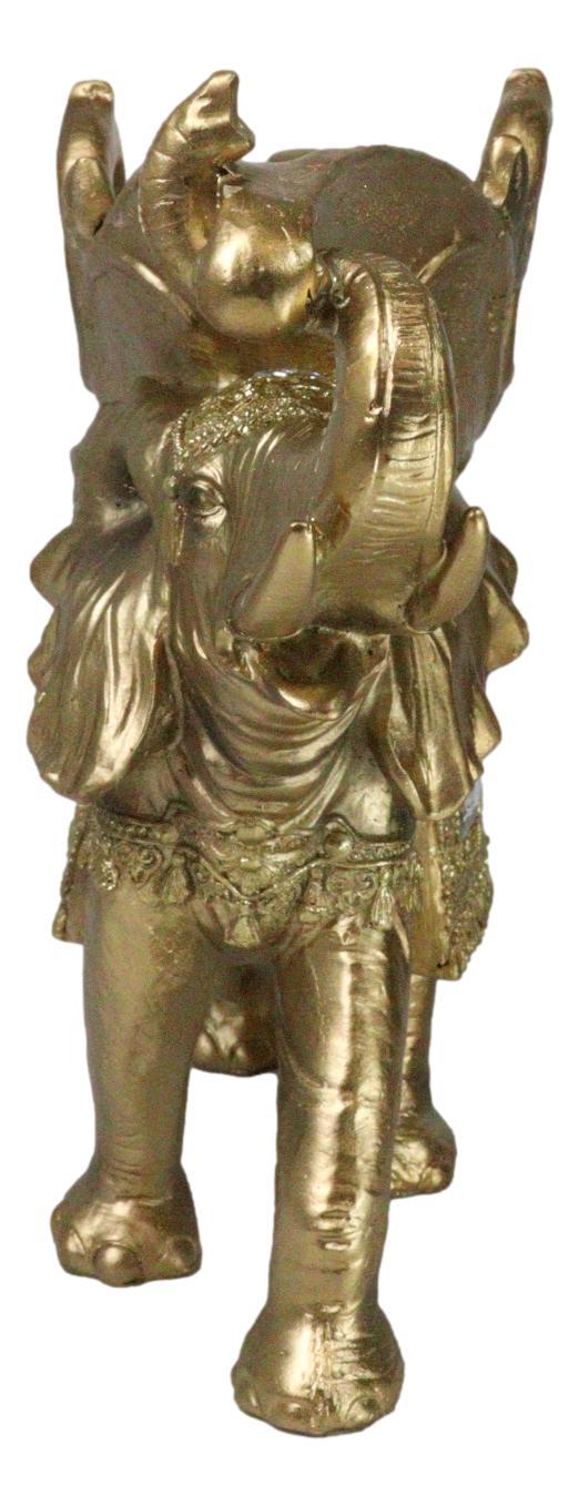 Ebros Gift Feng Shui Golden Thai Buddha Elephant With Leaf And White Crystals Wine Holder