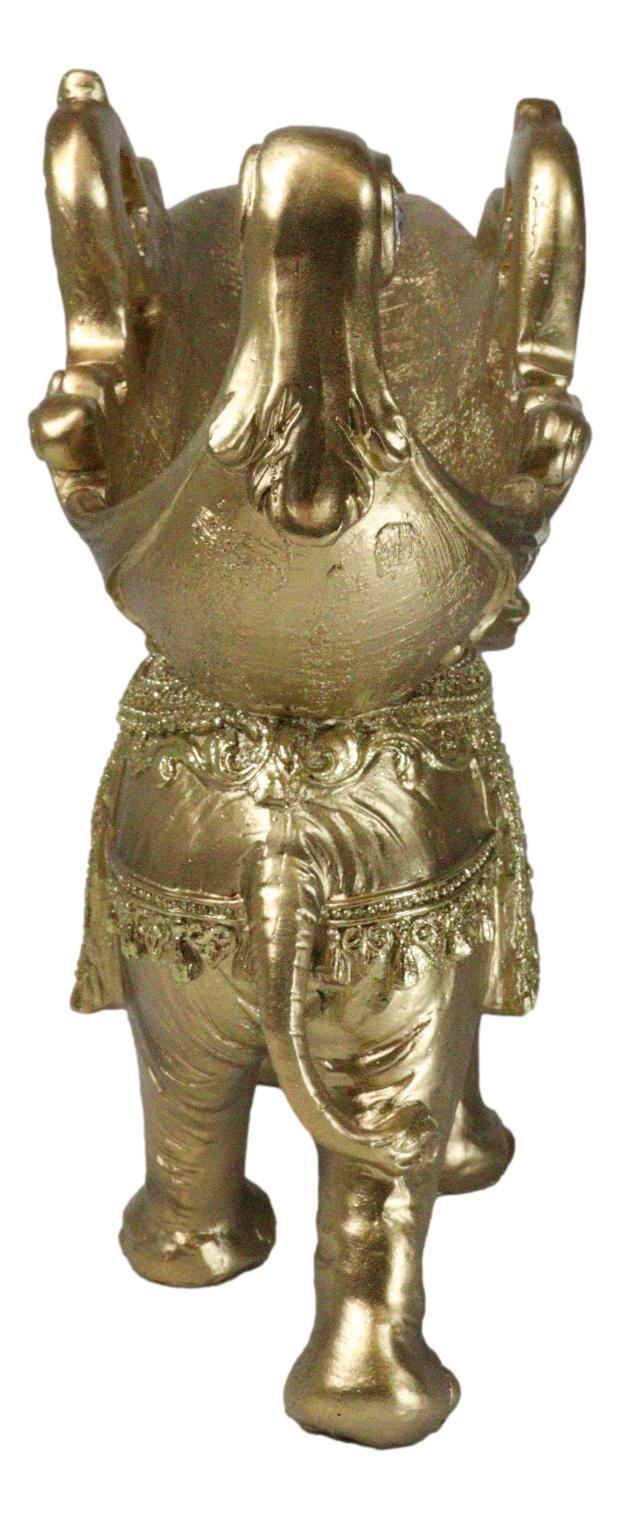 Ebros Gift Feng Shui Golden Thai Buddha Elephant With Leaf And White Crystals Wine Holder