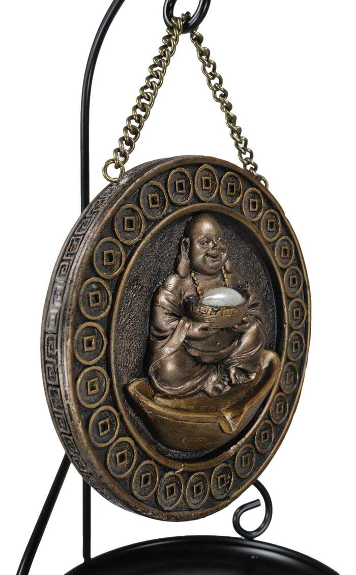 Ebros Gift Feng Shui Lucky Buddha Hotei Medallion Backflow Incense Burner With Stand 9.75"H