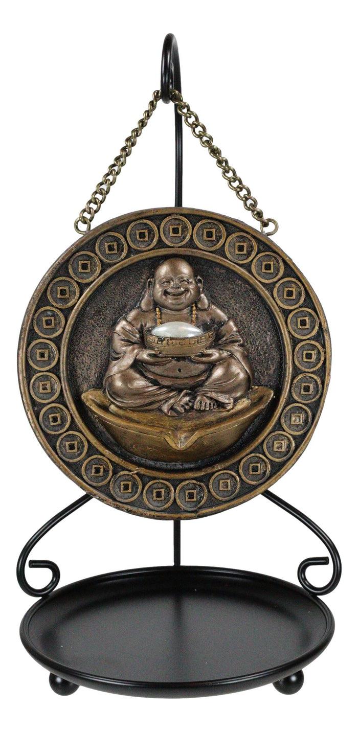 Ebros Gift Feng Shui Lucky Buddha Hotei Medallion Backflow Incense Burner With Stand 9.75"H