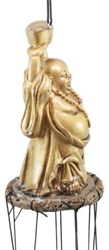 Ebros Gift Feng Shui Lucky Buddha With Golden Nugget Wind Chime 23"Long Garden Patio Decor