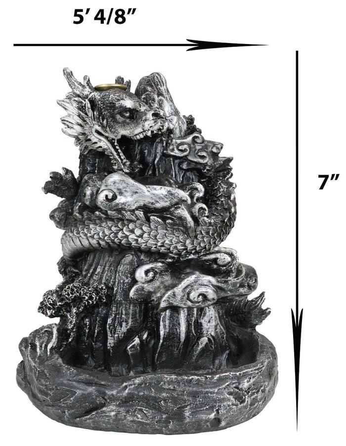 Ebros Gift Feng Shui Oriental Dragon King On Rocky Mountain Backflow Cone Incense Holder