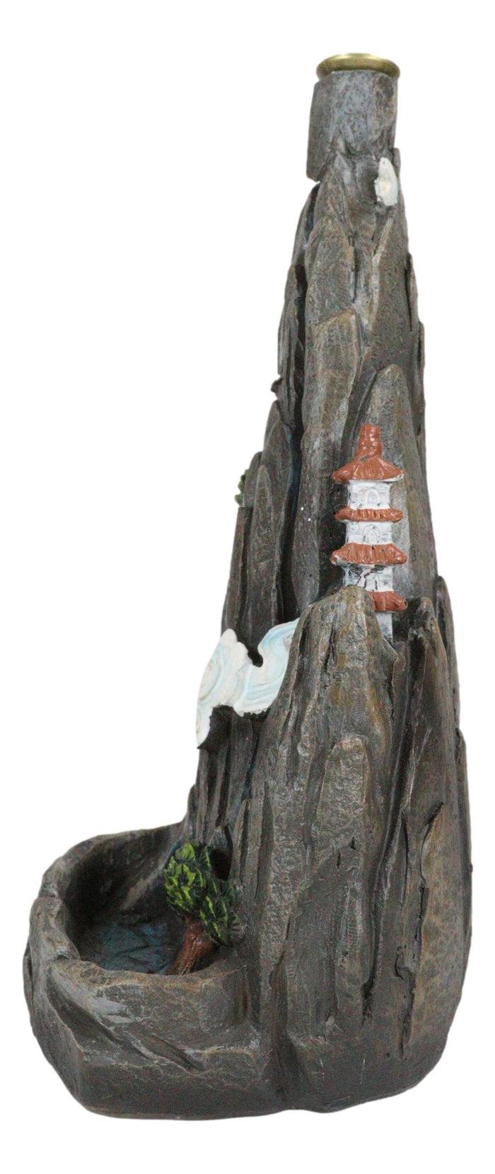 Ebros Gift Feng Shui Rocky Mountain Top Buddhist Pagoda Temple Backflow Cone Incense Holder