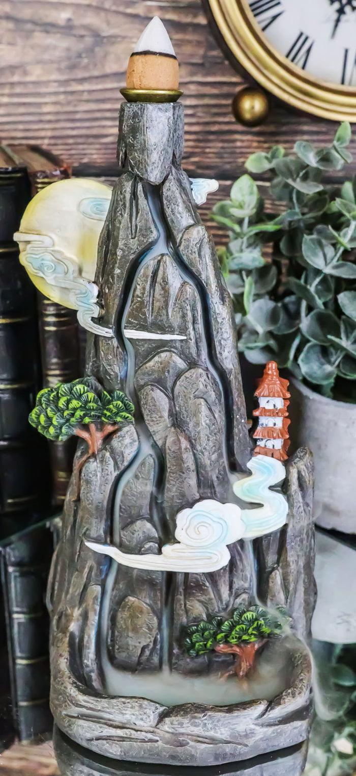 ebros gift Feng Shui Rocky Mountain Top Buddhist Pagoda Temple Backflow Cone Incense Holder