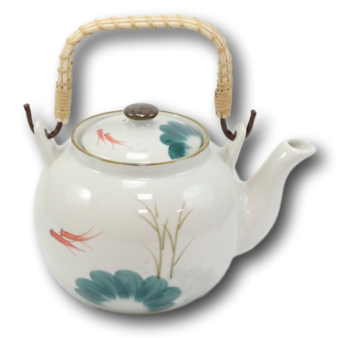 Ebros Gift Feng Shui Yin Yang Koi Fish Pair In Lily Pond Ceramic Tea Pot 38oz Teapot Decor