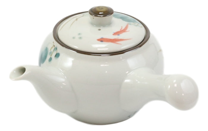Ebros Gift Feng Shui Yin Yang Koi Fish Pair Small Ceramic Tea Pot 12oz With Side Arm Handle