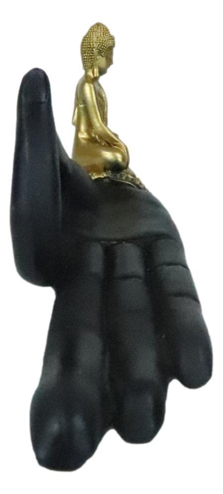 Ebros Gift Feng Shui Yoga Shunya Mudra Golden Buddha Palm Hand Incense Burner Figurine
