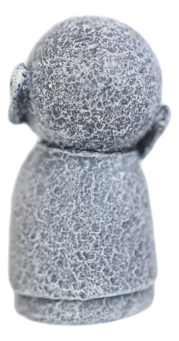 Ebros Gift Feng Shui Zen Blissful Japanese Jizo Monk Holding Flowers Mini Figurine 3"Tall