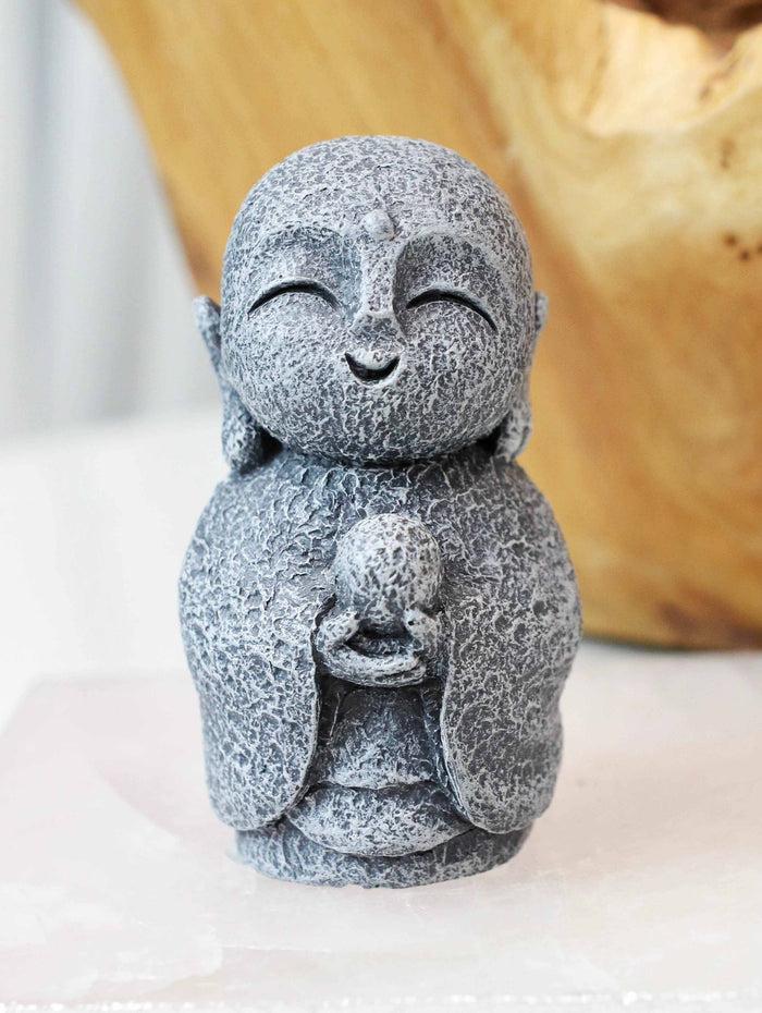 ebros gift Feng Shui Zen Blissful Japanese Jizo Monk With Mani Jewel Mini Figurine 3"Tall