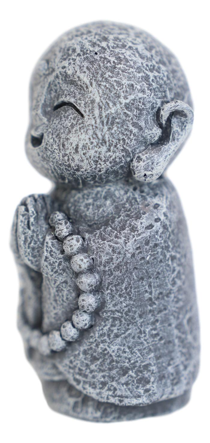 Ebros Gift Feng Shui Zen Blissful Japanese Jizo Monk With Prayer Beads Mini Figurine 3"Tall