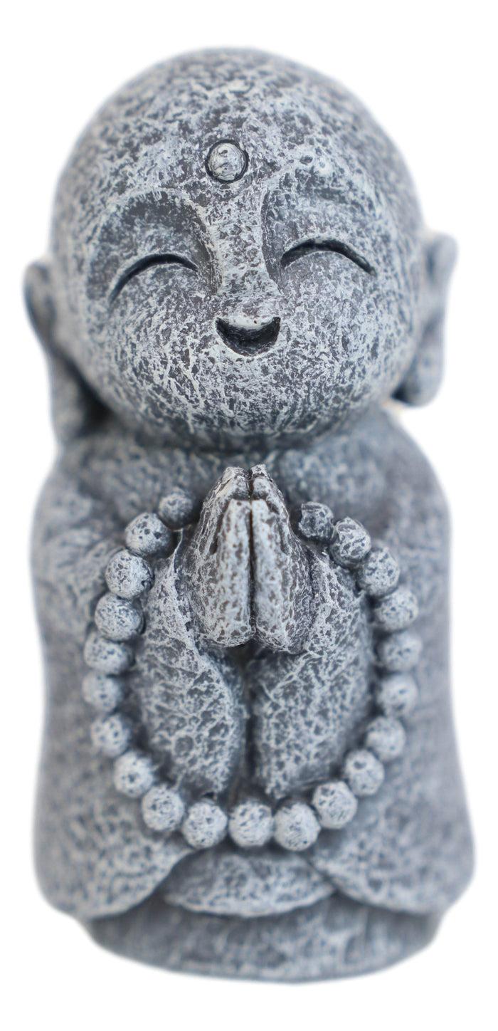 Ebros Gift Feng Shui Zen Blissful Japanese Jizo Monk With Prayer Beads Mini Figurine 3"Tall