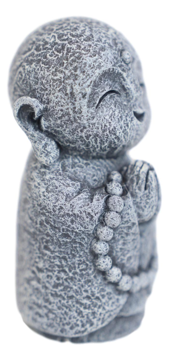 Ebros Gift Feng Shui Zen Blissful Japanese Jizo Monk With Prayer Beads Mini Figurine 3"Tall