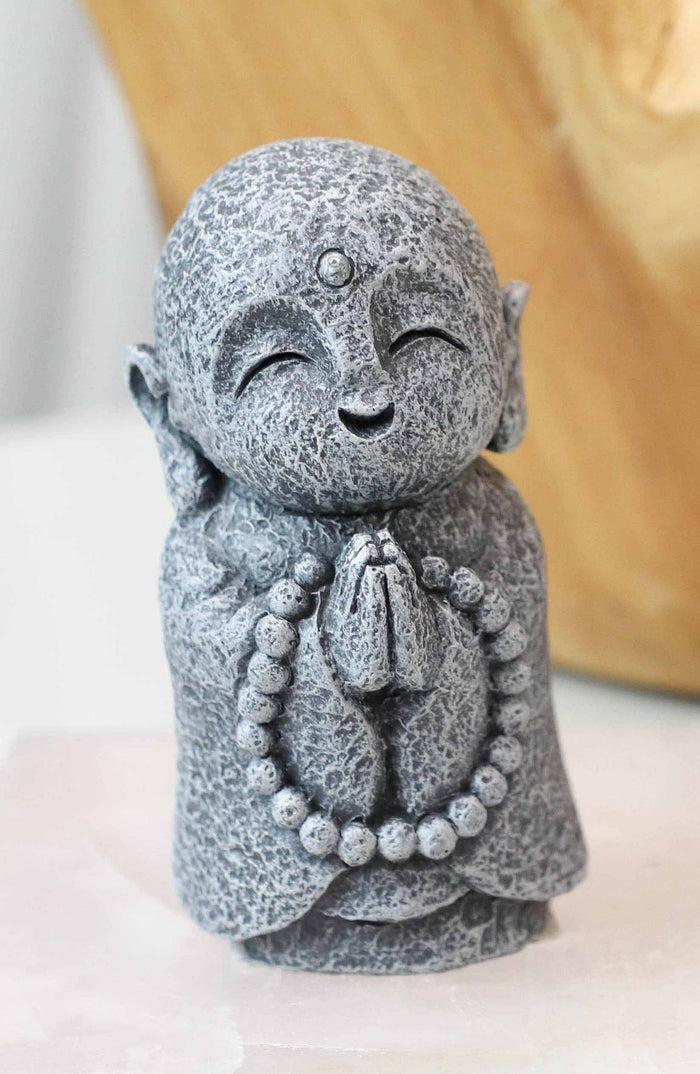 ebros gift Feng Shui Zen Blissful Japanese Jizo Monk With Prayer Beads Mini Figurine 3"Tall