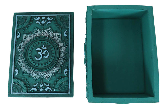 Ebros Gift Feng Shui Zen Buddha Auspicious Ohm Symbol Lotus Mandala Flower Decorative Box