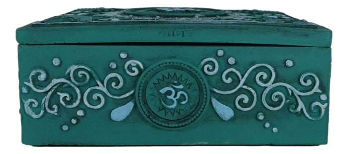 Ebros Gift Feng Shui Zen Buddha Auspicious Ohm Symbol Lotus Mandala Flower Decorative Box