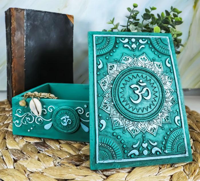 ebros gift Feng Shui Zen Buddha Auspicious Ohm Symbol Lotus Mandala Flower Decorative Box