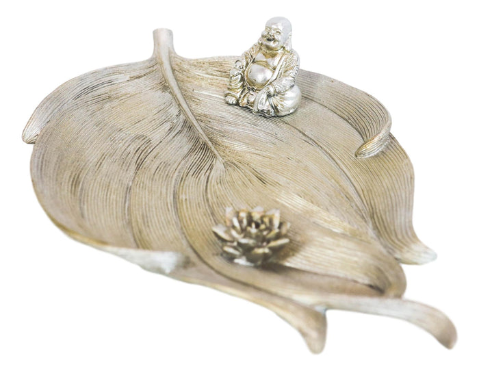 Ebros Gift Feng Shui Zen Hotei Laughing Buddha With Lotus Flower Incense Holder Figurine