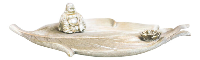 Ebros Gift Feng Shui Zen Hotei Laughing Buddha With Lotus Flower Incense Holder Figurine