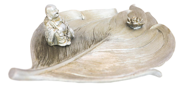 Ebros Gift Feng Shui Zen Hotei Laughing Buddha With Lotus Flower Incense Holder Figurine