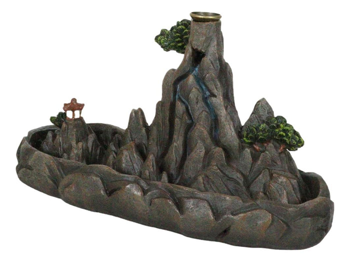 Ebros Gift Feng Shui Zen Mountain Range Buddhist Pagoda Temple Backflow Cone Incense Holder