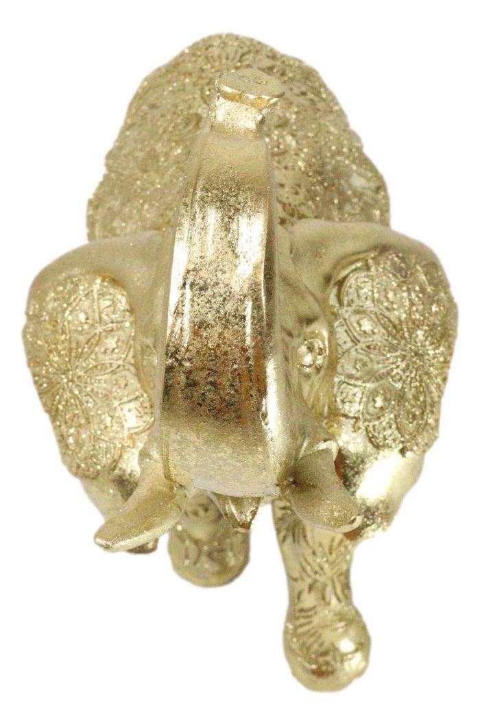 Ebros Gift Feng Shui Zen Royal Gold Ornate Mandala Design Elephant With Trunk Up Figurine