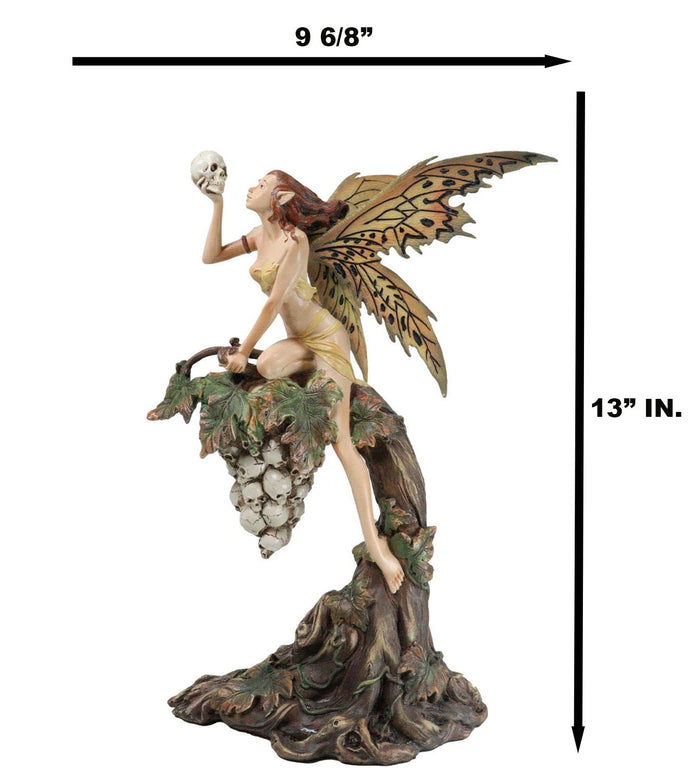 Ebros Gift Fin De Siecle End Of The Century Fairy Gazing On Vine Branch Of Skulls Figurine
