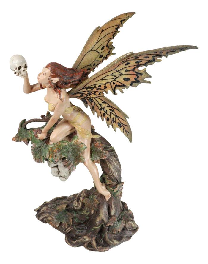 Ebros Gift Fin De Siecle End Of The Century Fairy Gazing On Vine Branch Of Skulls Figurine