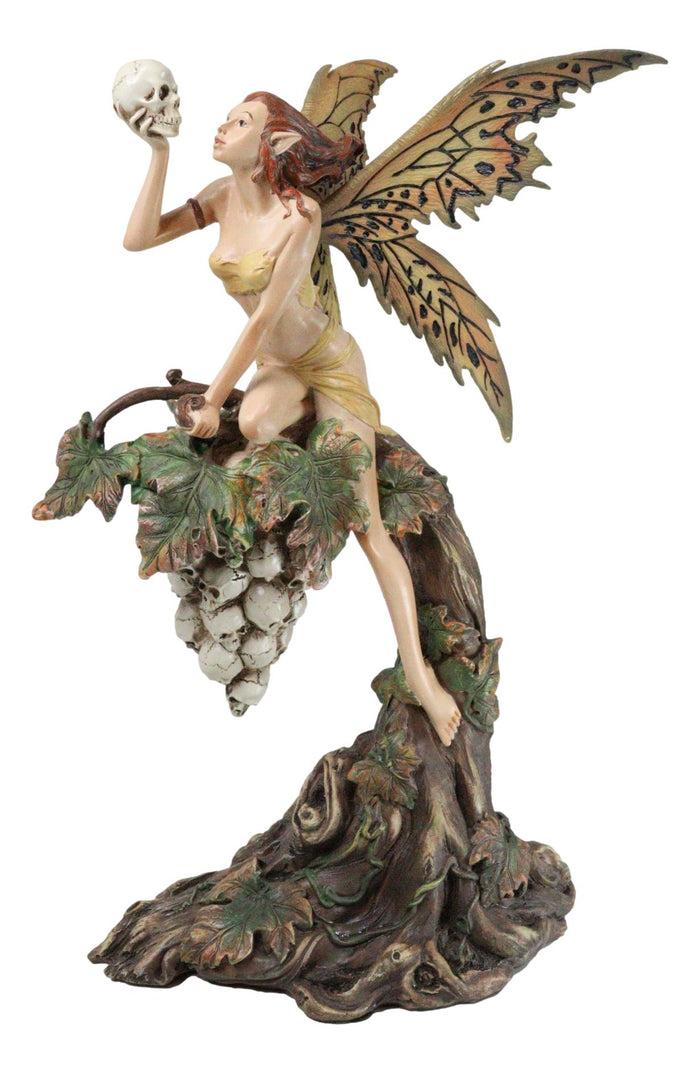 ebros gift Fin de Siecle End of The Century Fairy Gazing On Vine Branch Of Skulls Figurine