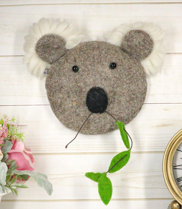 ebros gift Fiona Walker England Handmade Organic Koala Bear Head Wall Decor Mini 8.5"Tall