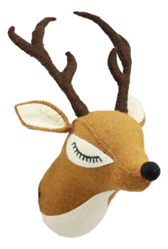 ebros gift Fiona Walker England Handmade Organic Mini Sleepy Deer Head Hanging Wall Decor