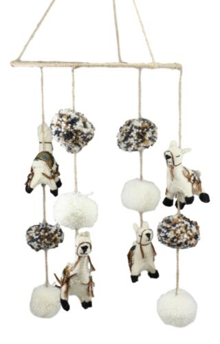 Ebros Gift Fiona Walker England Handmade Organic Pretty Llama Nursery Mobile For Baby Room