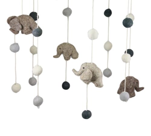 Ebros Gift Fiona Walker England Handmade Organic Safari Elephant Nursery Mobile Baby Room