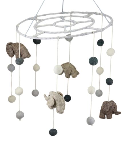 ebros gift Fiona Walker England Handmade Organic Safari Elephant Nursery Mobile Baby Room