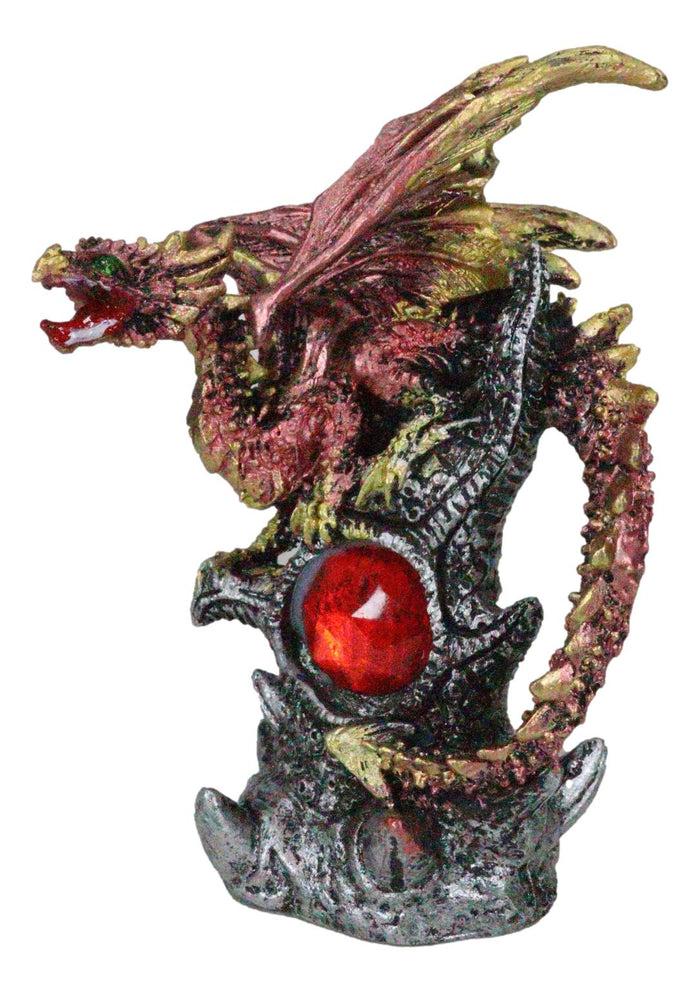 Ebros Gift Fire Ember Dragon Guarding Weathered Tree Of Life With Red Crystal Gem Figurine