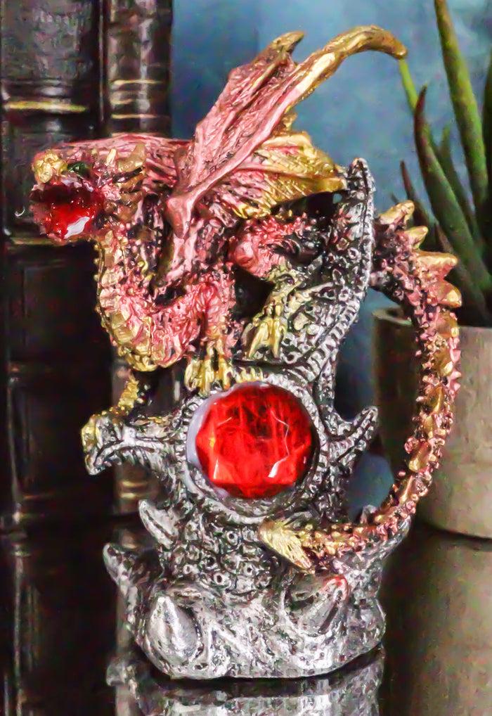 ebros gift Fire Ember Dragon Guarding Weathered Tree of Life With Red Crystal Gem Figurine